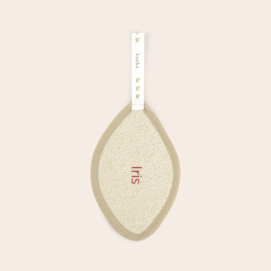 Schnullertuch mit Namen - Koeka Schnullertuch aus Bio-Frottee mit besticktem Namen Iris für frischgebackene Eltern