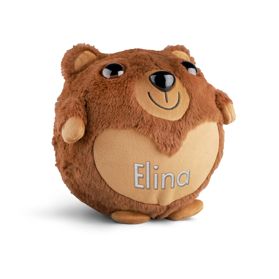 Ursinho de pelúcia inflável marrom com nome Elina bordado, um presente personalizado