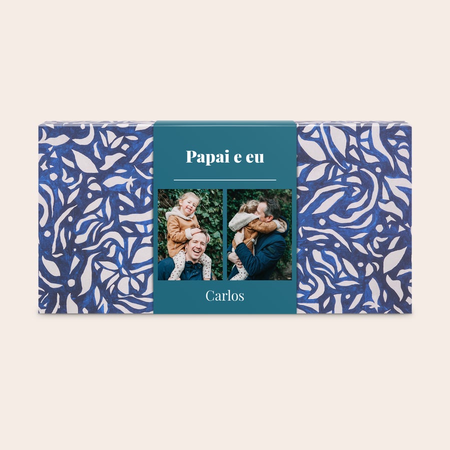 Conjunto Wellness- The Gift Label Conjunto personalizado de presentes de bem-estar com capa impressa de Pai e eu e fotos, para presentear os seus entes queridos.