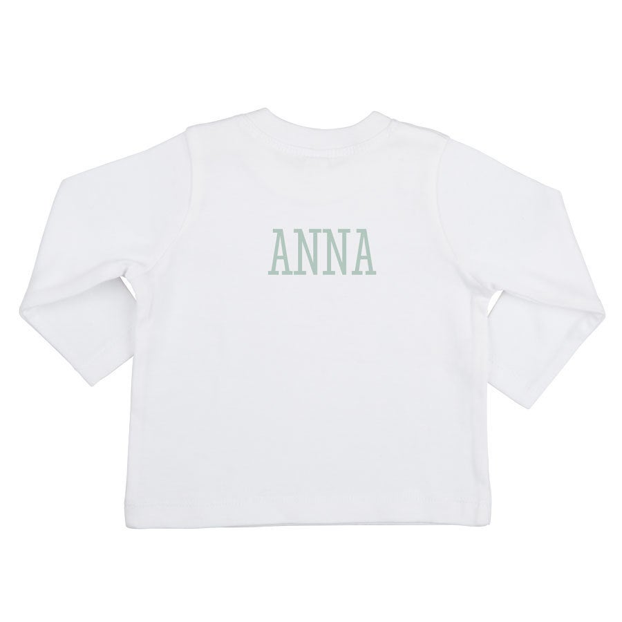 Personalised Baby T-shirt - Long sleeve - White - 74/80