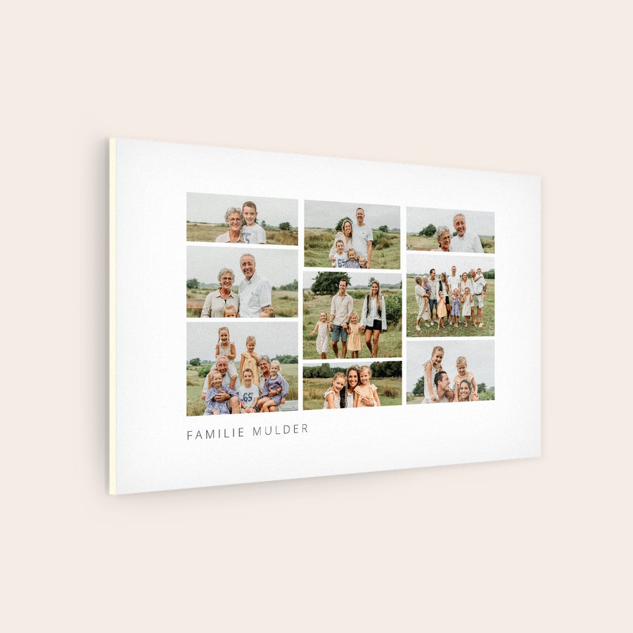 Foto op forex Forex fotocollage met familiefoto's en de tekst "Familie Mulder" gedrukt