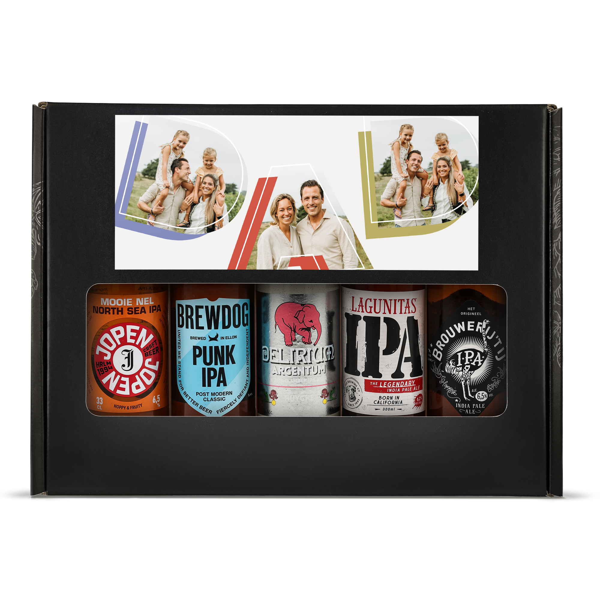 Packs de cerveza internacional con foto y texto