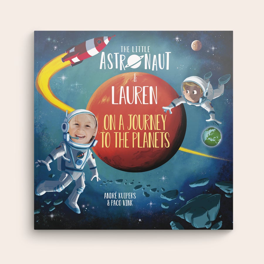 Personalised book - The Little Astronaut Personalized children's book cover with an astronaut photo and custom name Lauren, traveling through space to explore planets