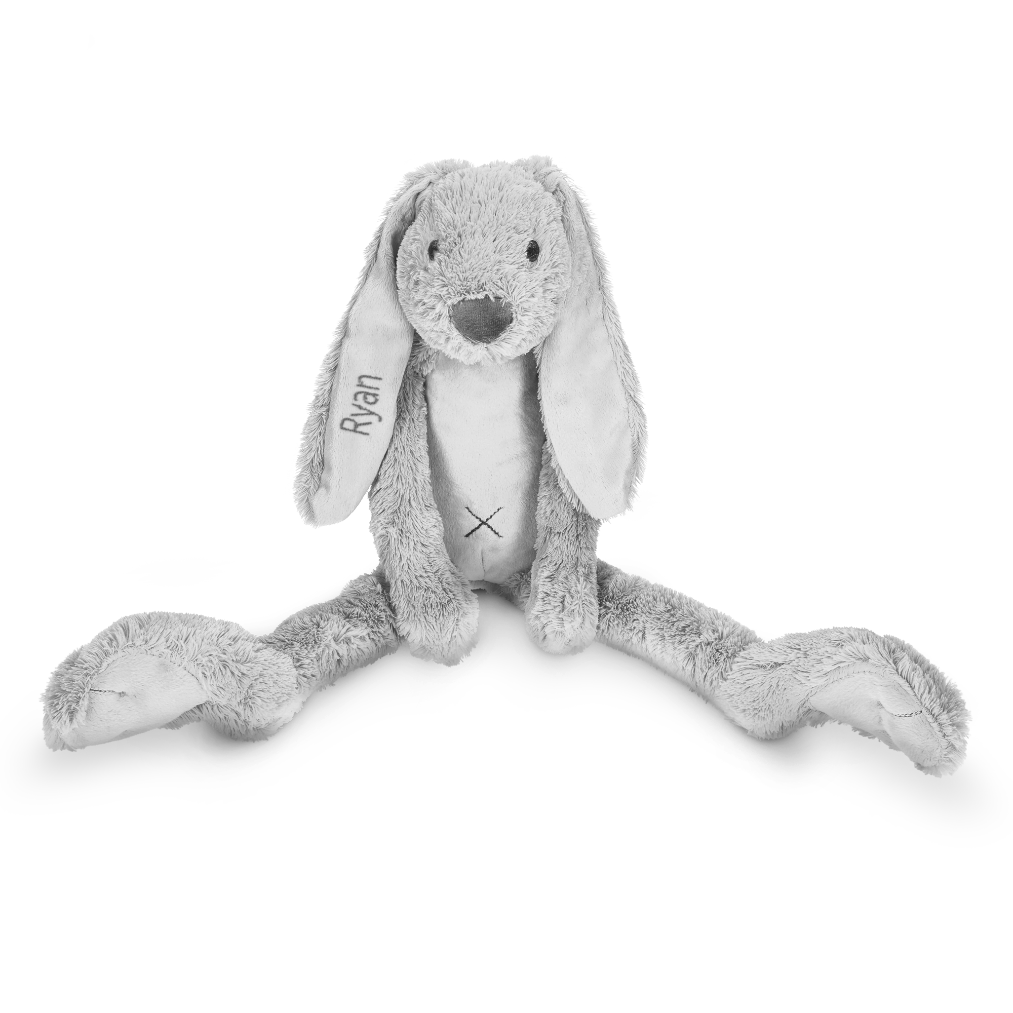 Rabbit Richie plush toy with a personalized name embroidered in its right ear for the little one