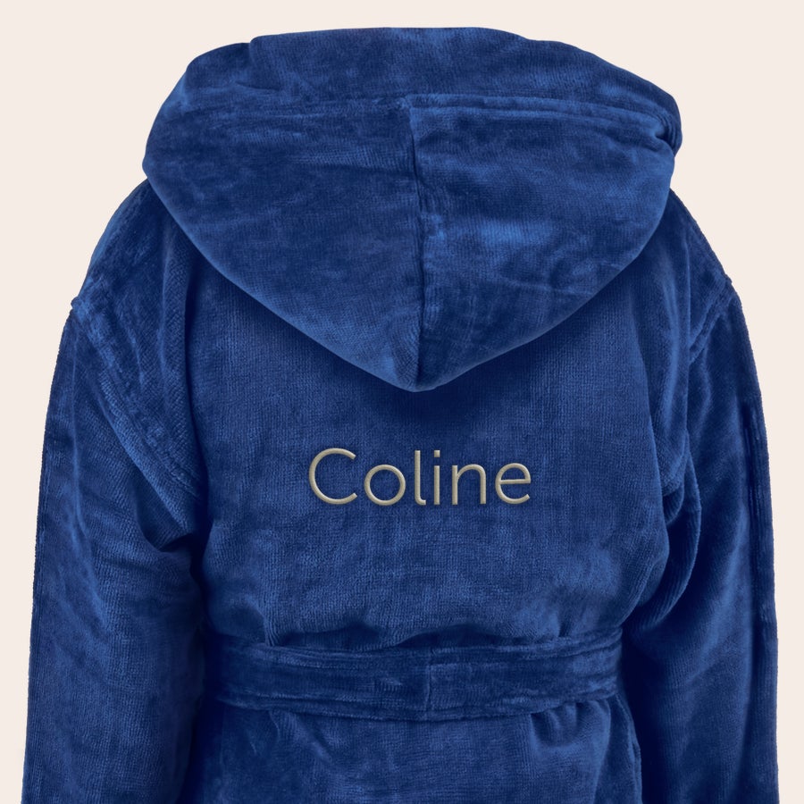 Peignoir enfant personnalisé Peignoir enfant super doux bleu avec le prénom Coline brodé, un cadeau personnalisé.