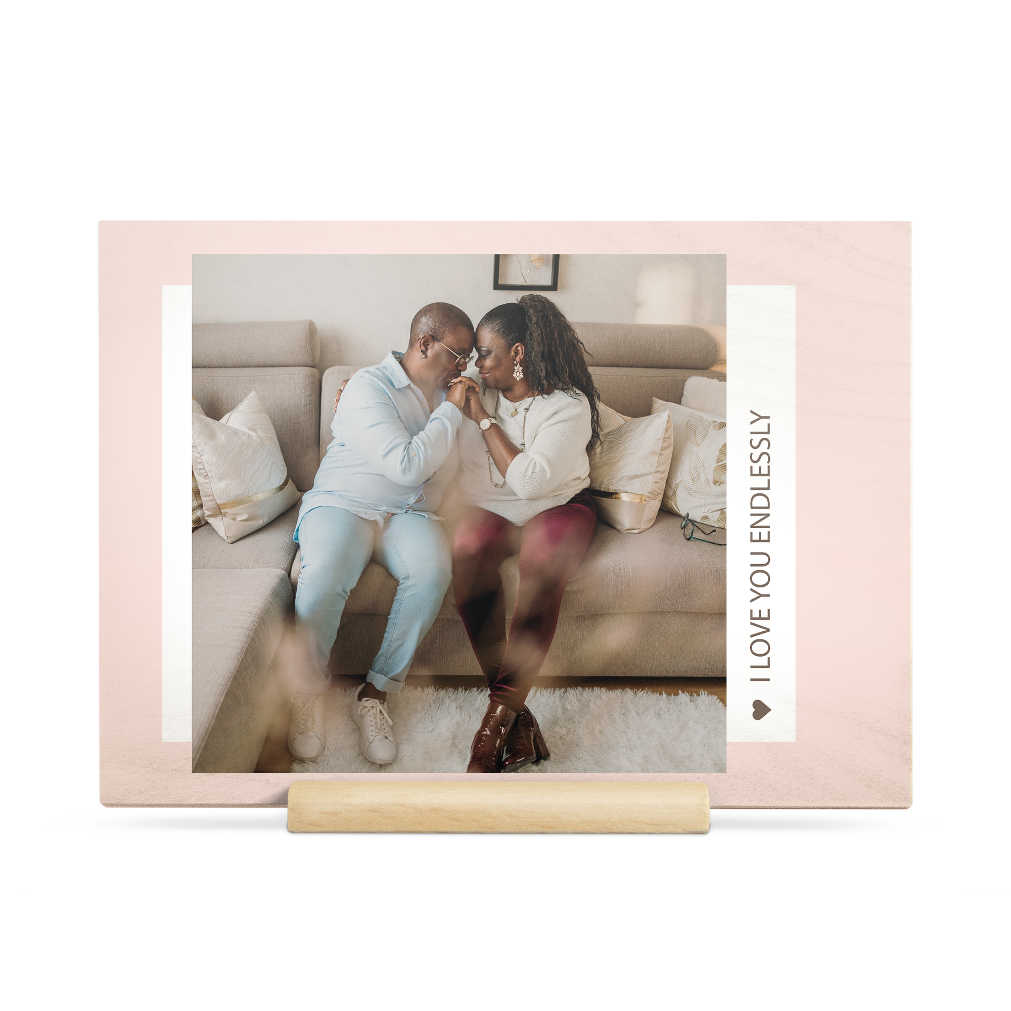 Biglietto di San Valentino in legno personalizzato stampato con foto di coppia e testo I Love You Endlessly