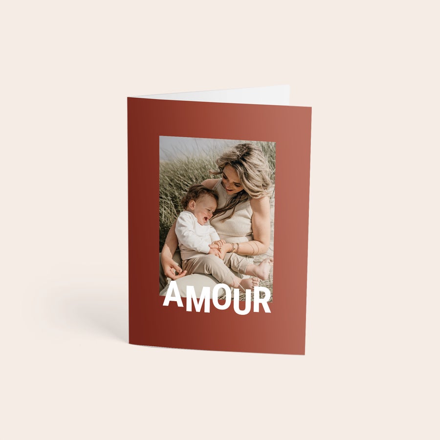 Bouquet de fleurs séchées avec carte personnalisée Carte personnalisée avec photo et texte Amour imprimé