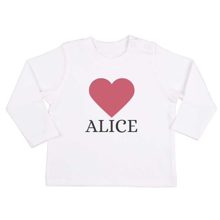 Personalised Baby T-shirt - Long sleeve - White - 62/68
