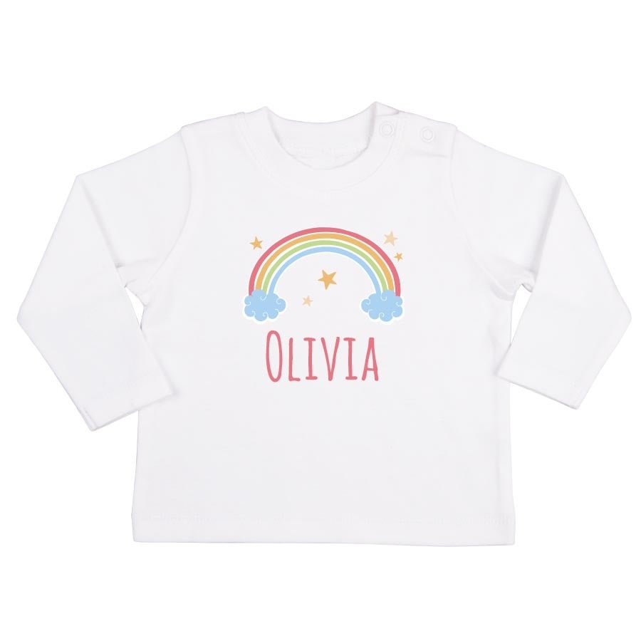 Tricou personalizat pentru bebeluși - Mânecă lungă - Alb - 62/68