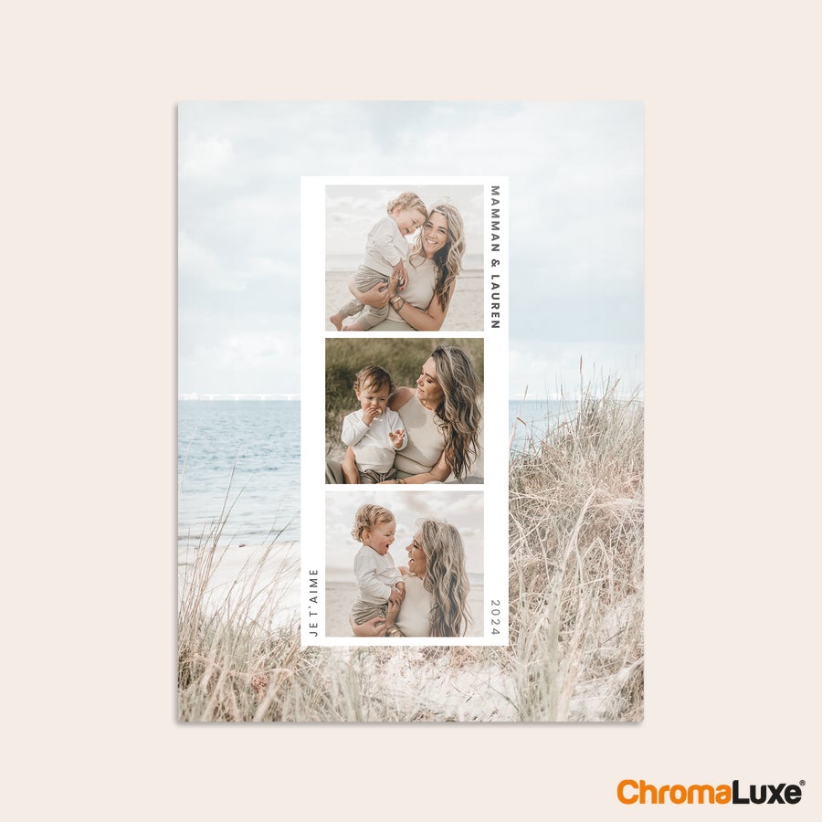 Photo sur aluminium Tableau photo personnalisé ChromaLuxe avec collage de photos Maman et Lauren et le texte Je T'aime 2024