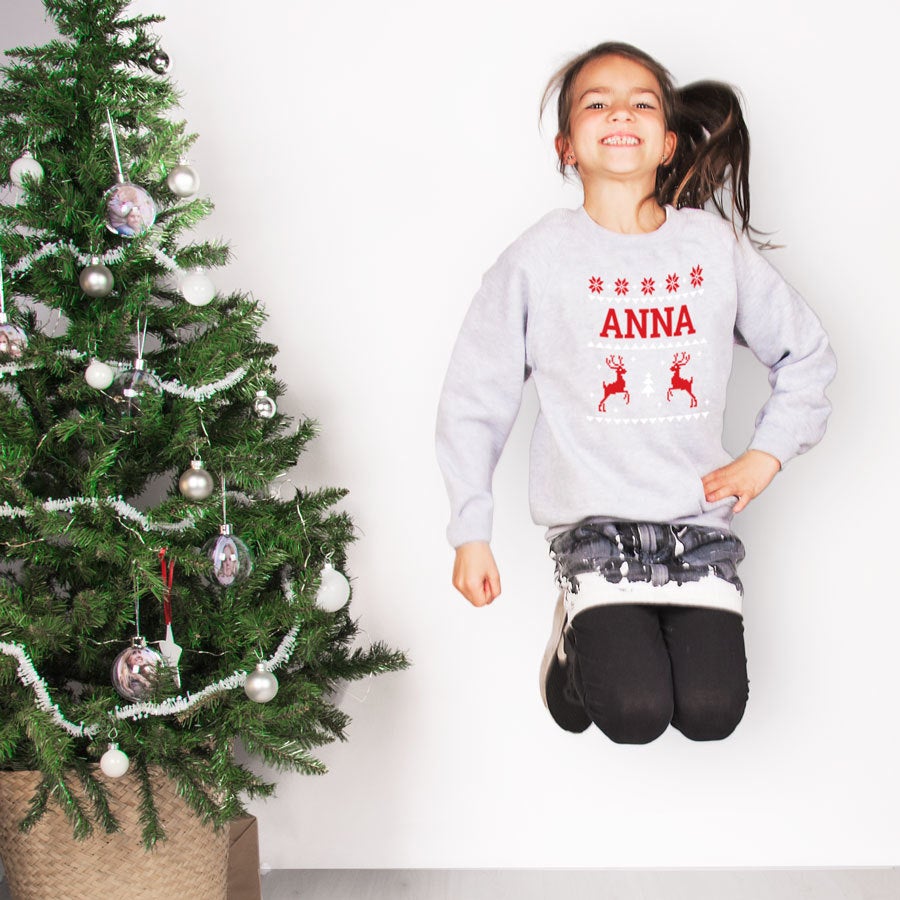 Pull de Noël enfant - Gris - 2 ans