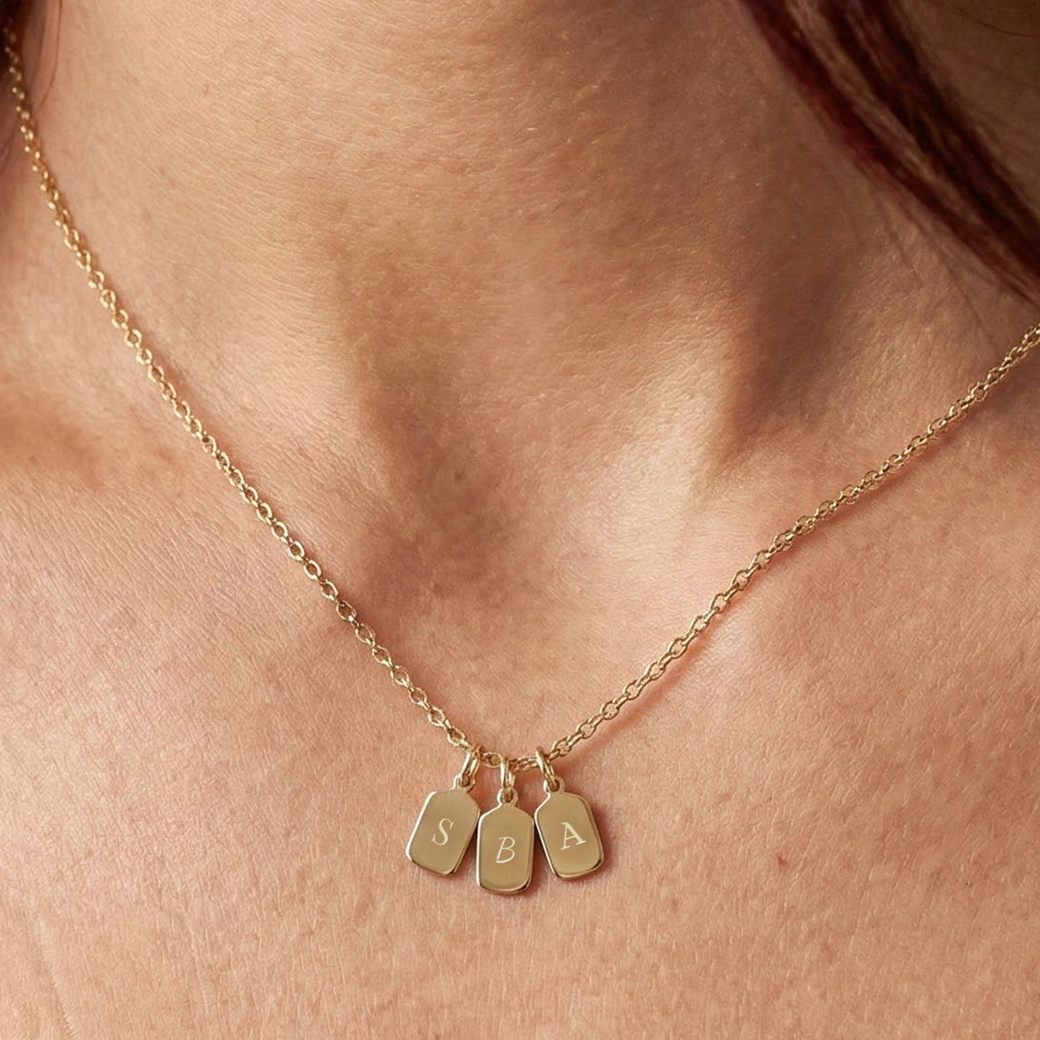 Naszyjnik z inicja�em - Prostok�t - Z�oty - 3 szt.