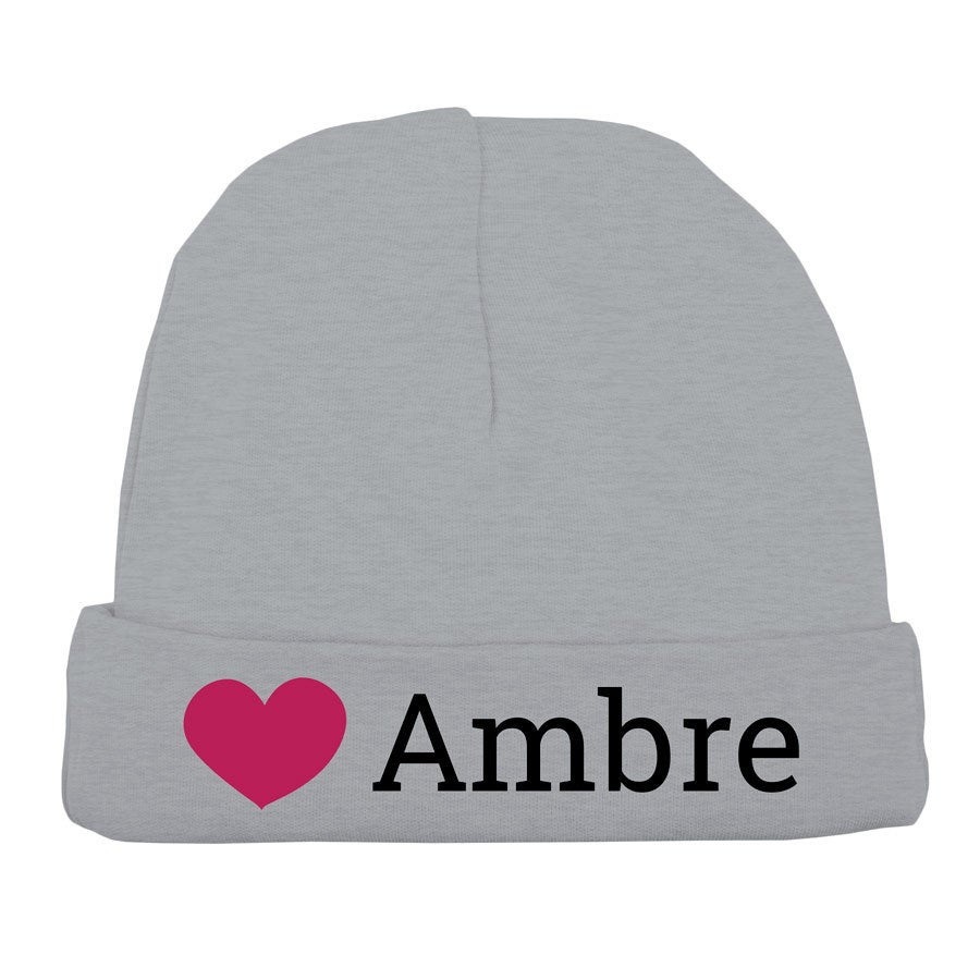Bonnet naissance personnalisé - Gris