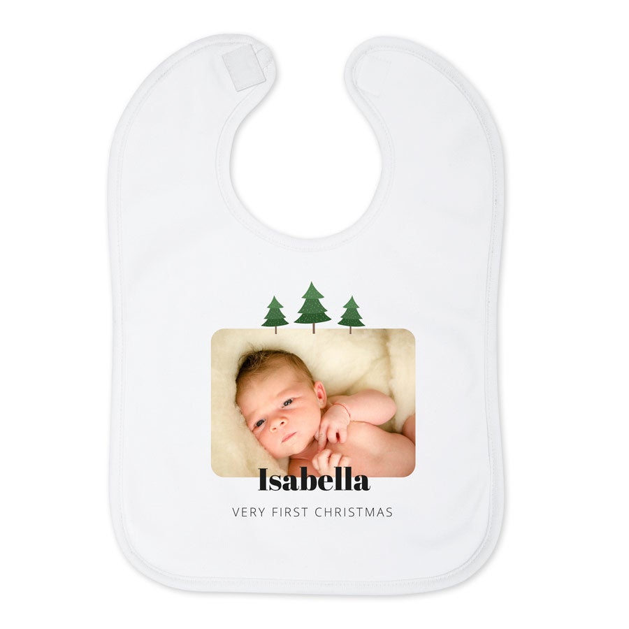 Baby bib - First Christmas - White