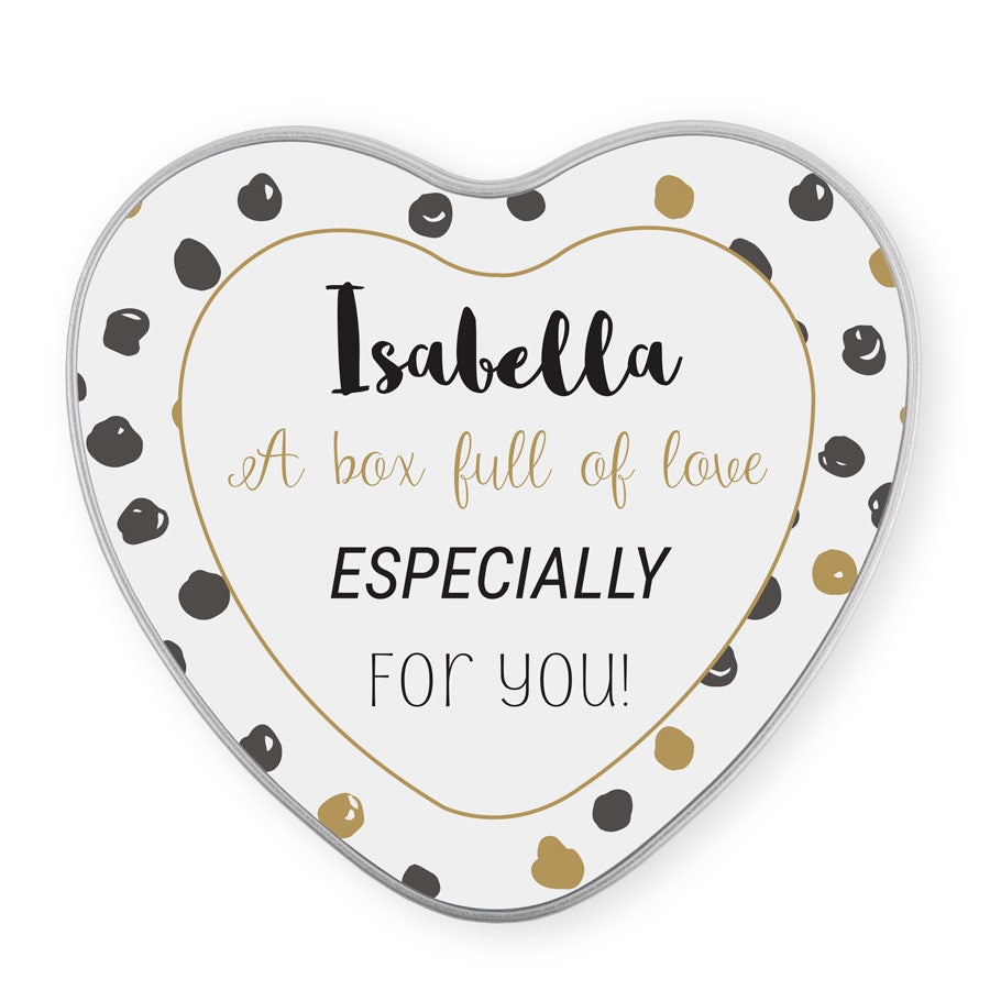 Tin memory box - heart-shaped