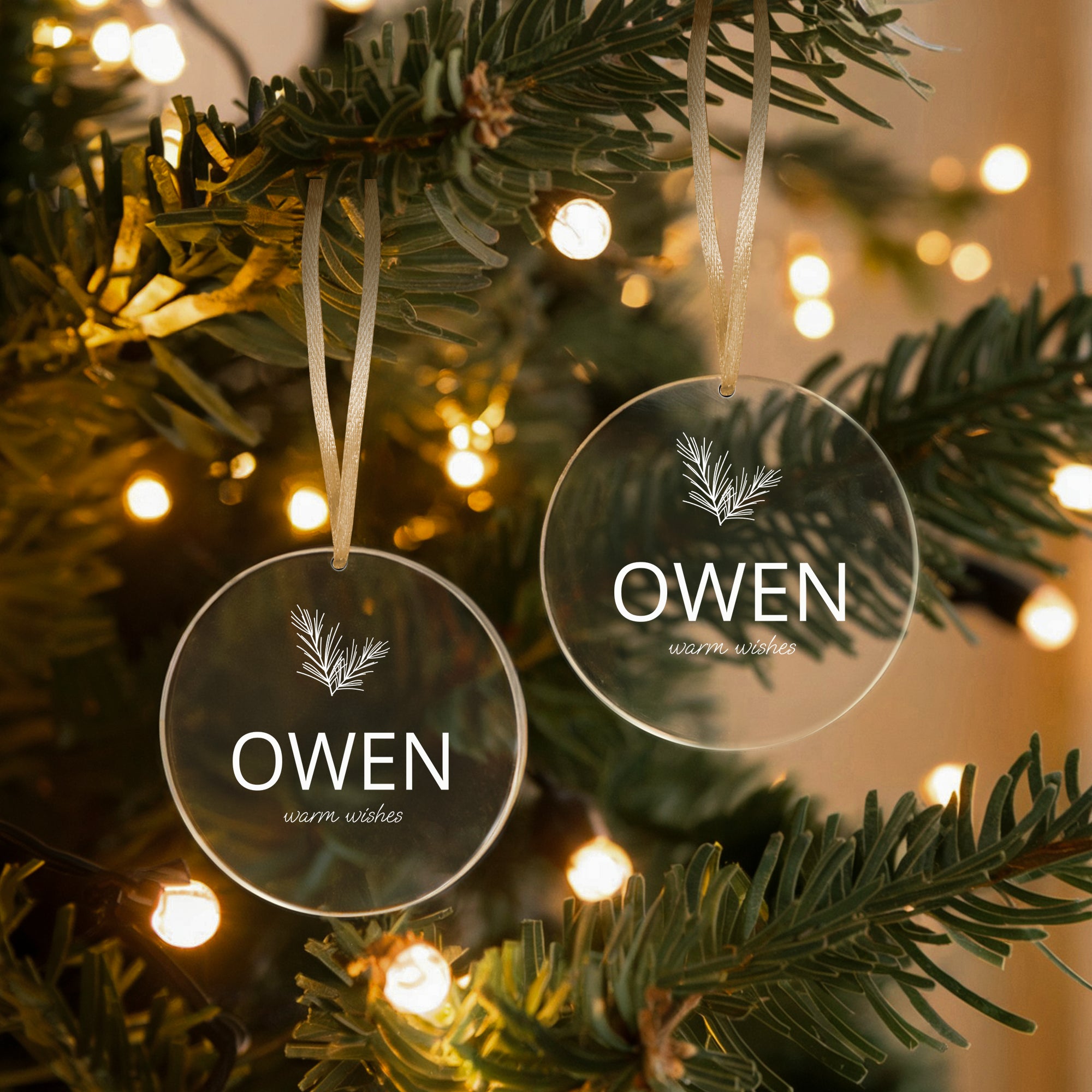 Personalised Plexiglass Christmas Ornaments - 2 Pcs