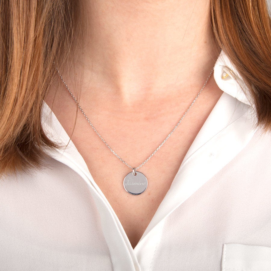 Silver necklace with engraved pendant Silver necklace with engraved pendant