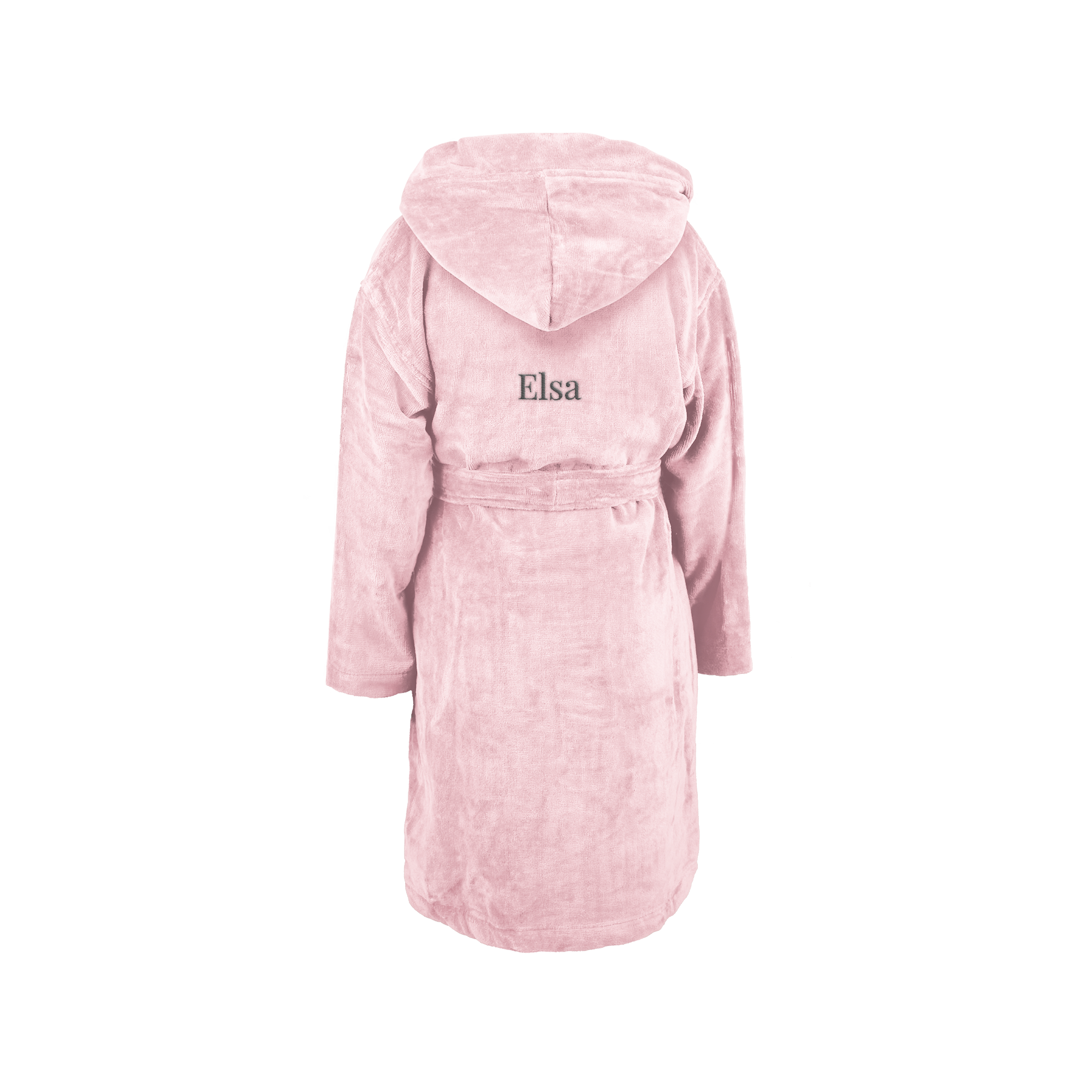 Weicher Kinderbademantel rosa mit Kapuze, bestickt mit dem Namen Elsa, ein Überrasche deinen Mini mit einem superweichen Kinderbademantel mit Namen