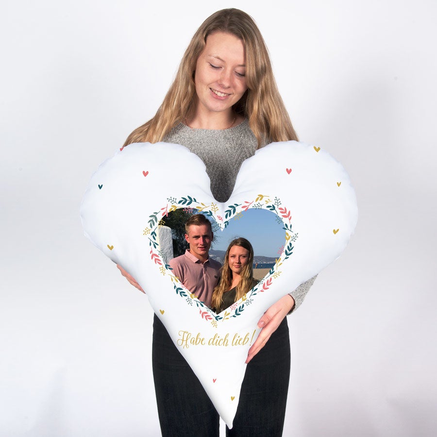 Herzkissen beidseitig bedruckt - 80 x 80 cm Baumwolle