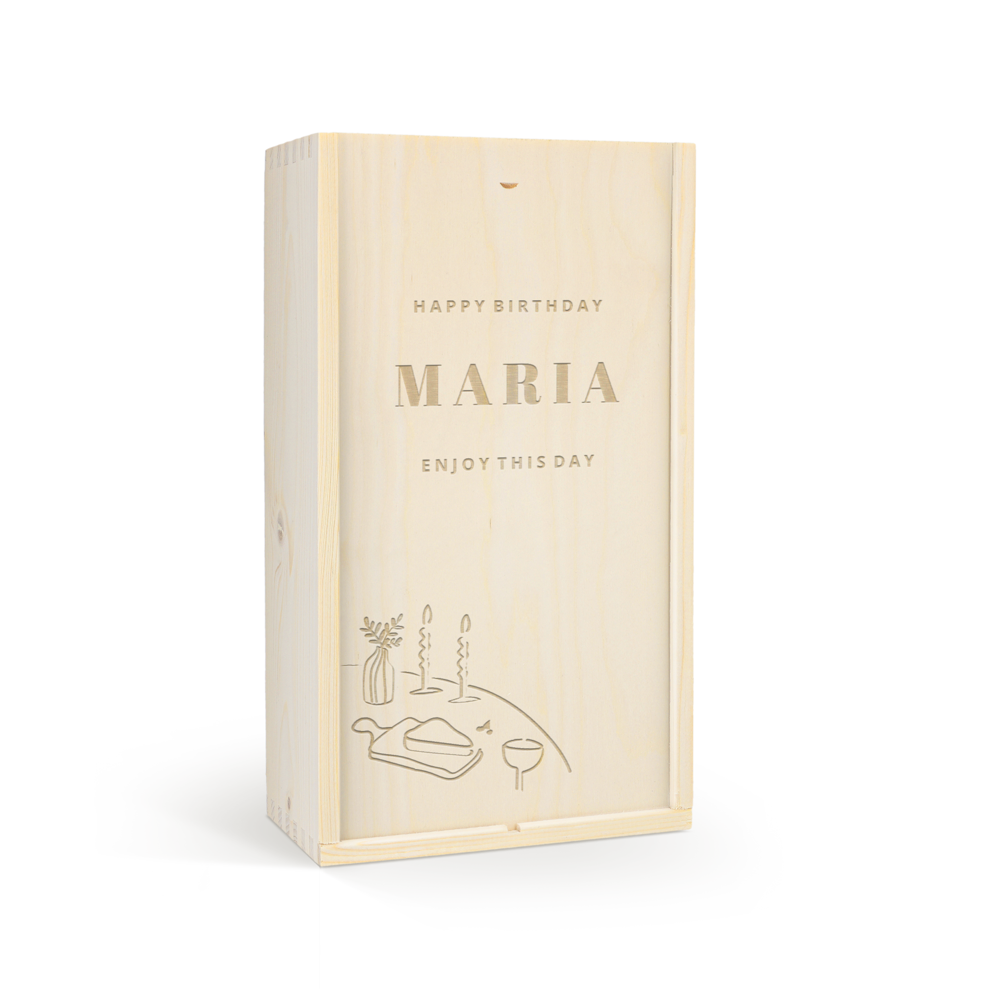 Personalised wine gift - Maison de la Surprise - Merlot & Chardonnay - Engraved wooden case