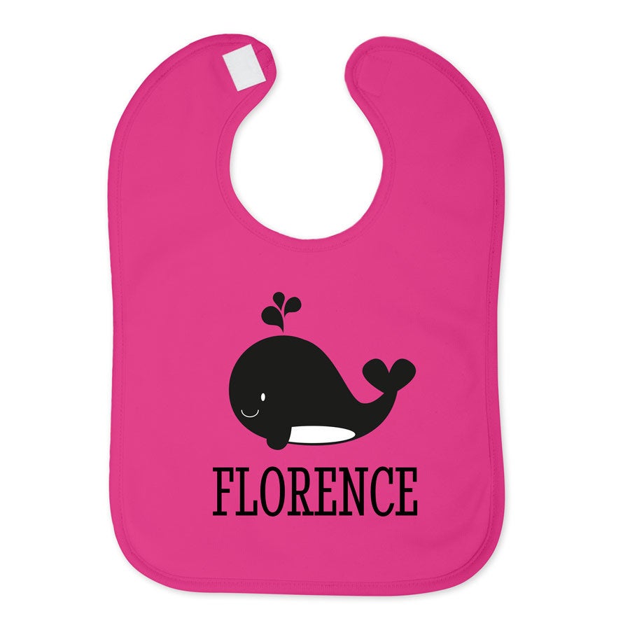 Personalised baby bib - Fuchsia