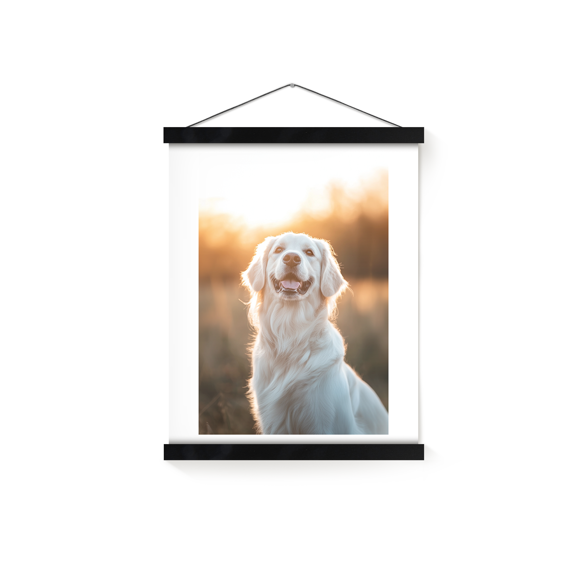 Porte-affiche magnétique noir avec une photo personnalisée de chien golden retriever