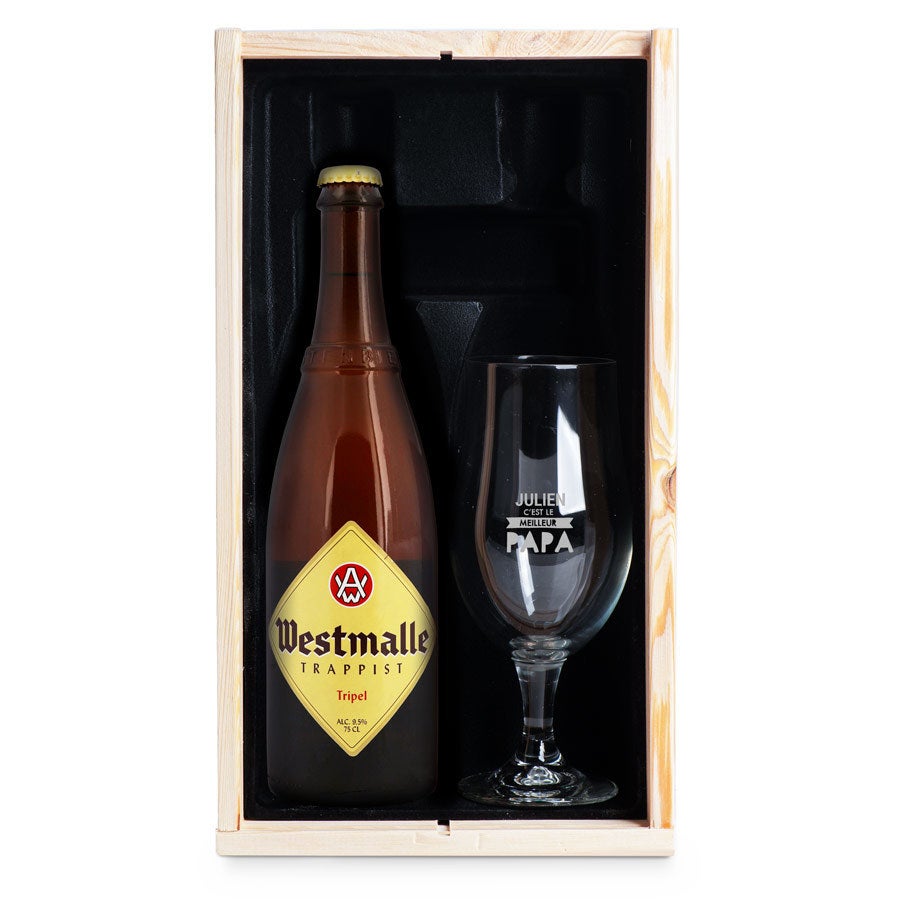 Coffret à bière avec verre personnalisé - Fête des Pères