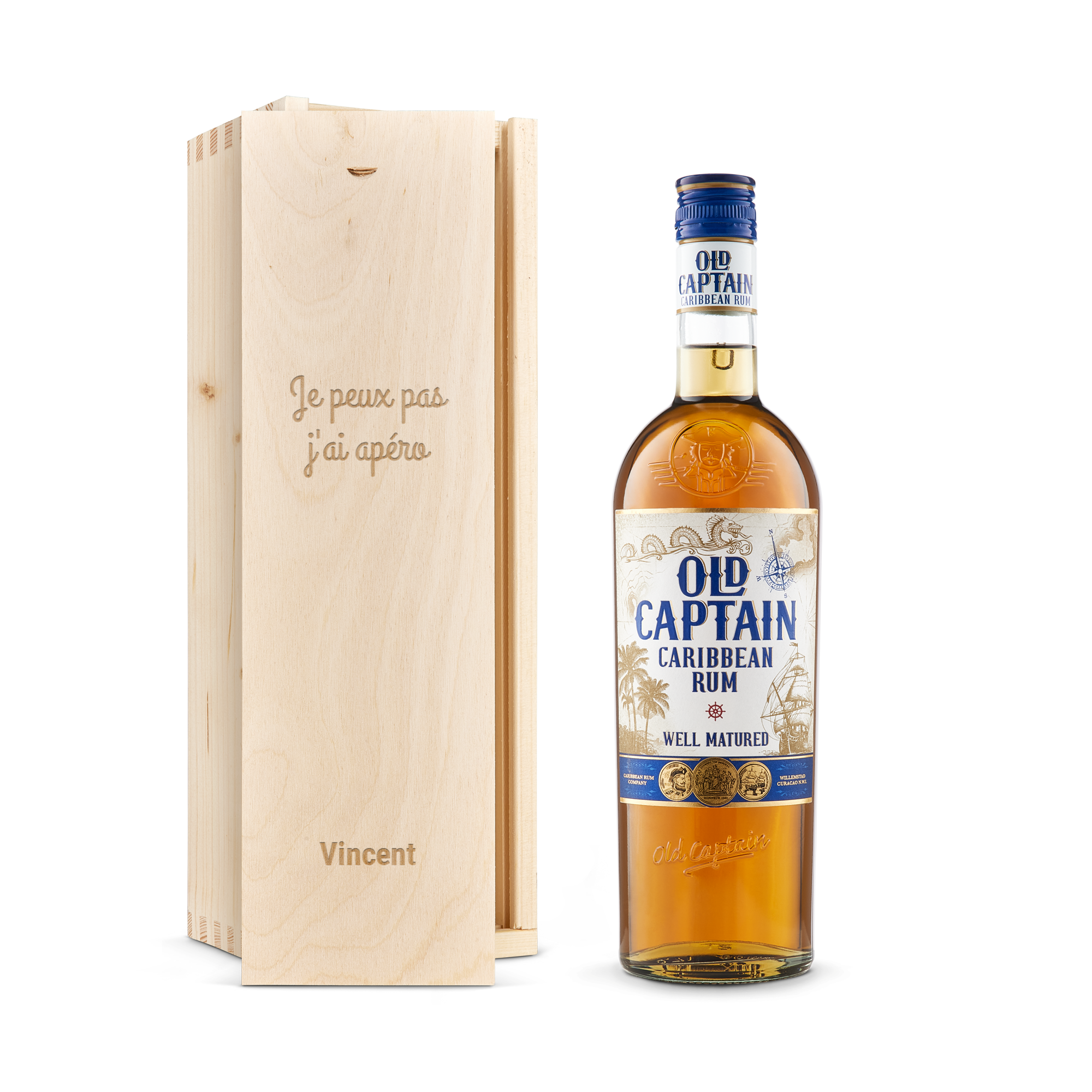 Rhum - Old Captain Brun - coffret gravé