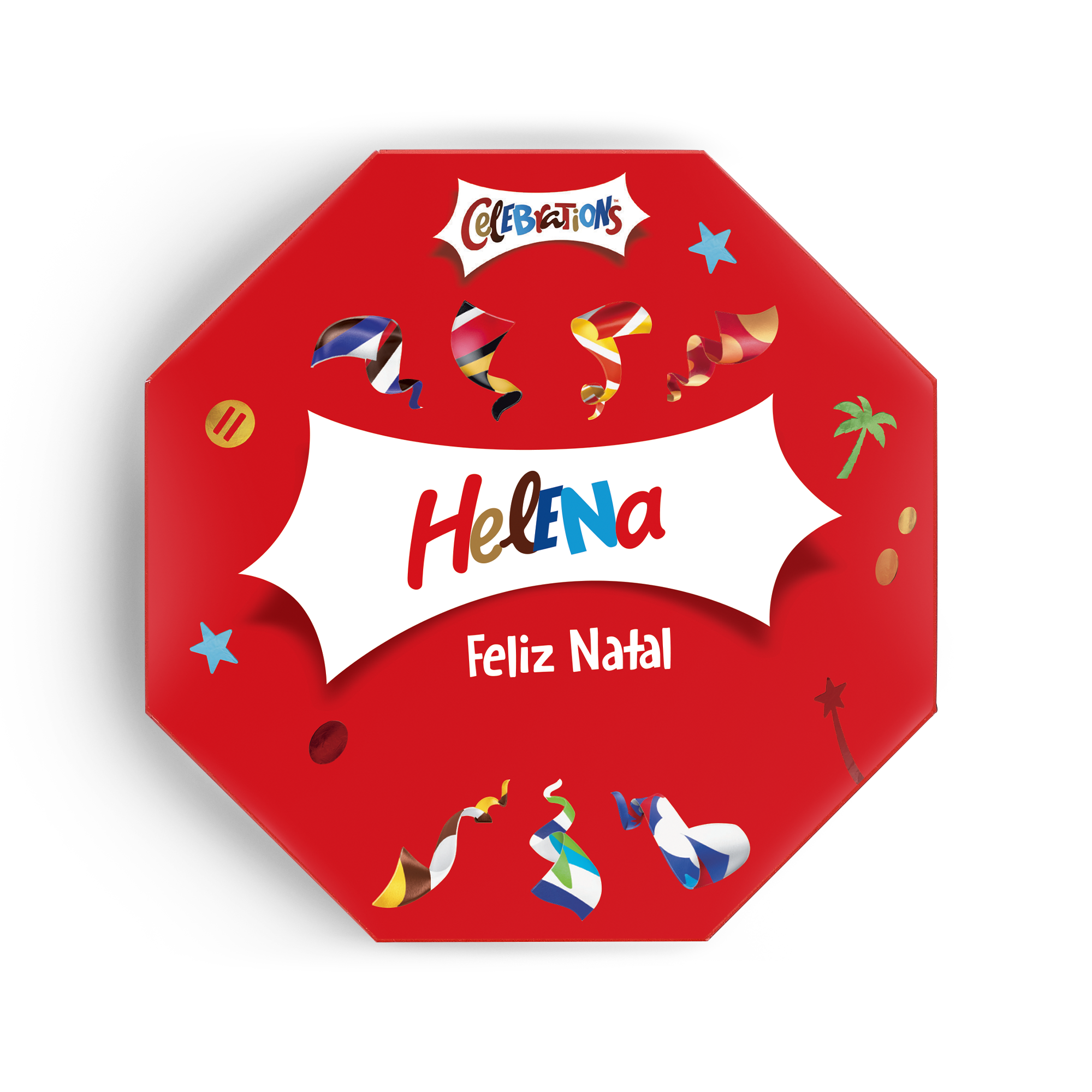 Caixa de celebrações com nome