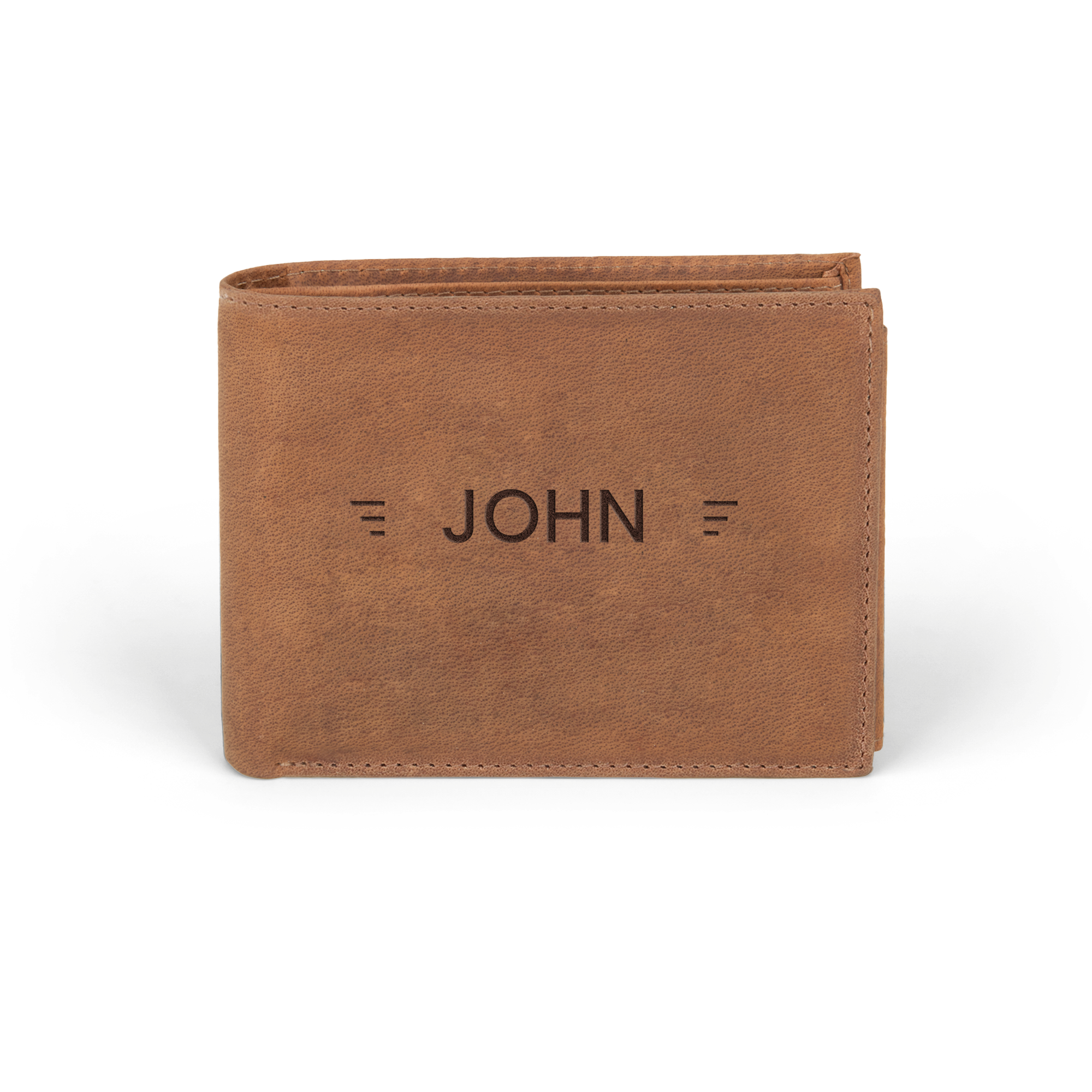 Cadeauset met riem en gegraveerde portemonnee - Bruin