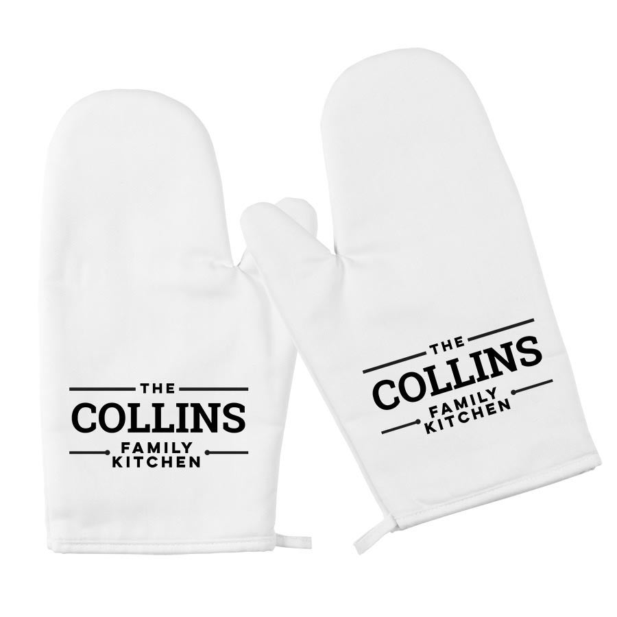 Personalised Oven Gloves - 2 pcs - White