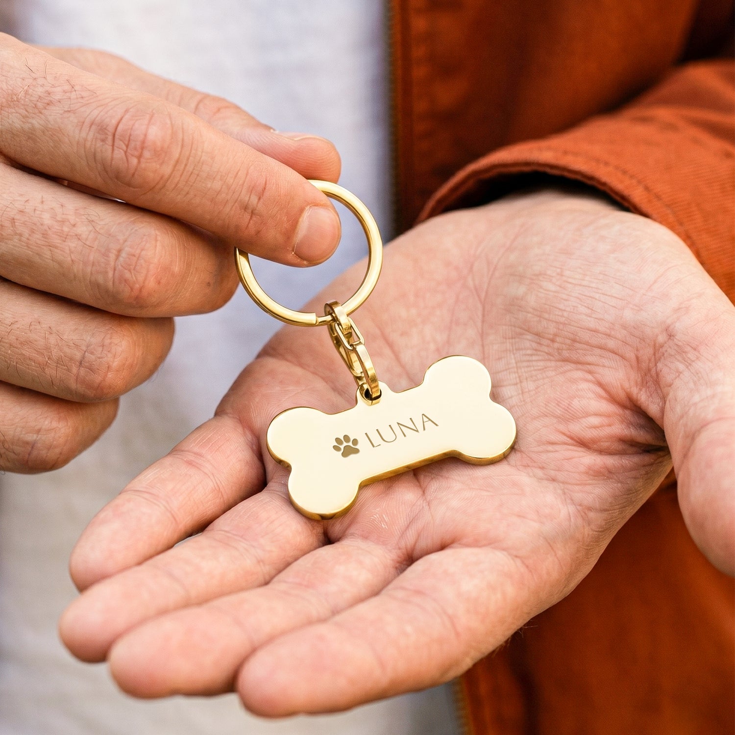 Grawerowany brelok do kluczy - Ko�� - Z�oto