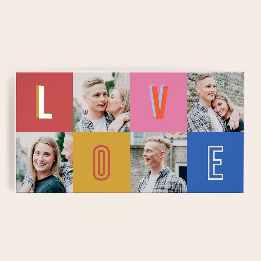 Ciocolată kinder personalizată Cutie personalizată de ciocolată Kinder cu 32 de batoane, imprimată cu fotografii și literele LOVE