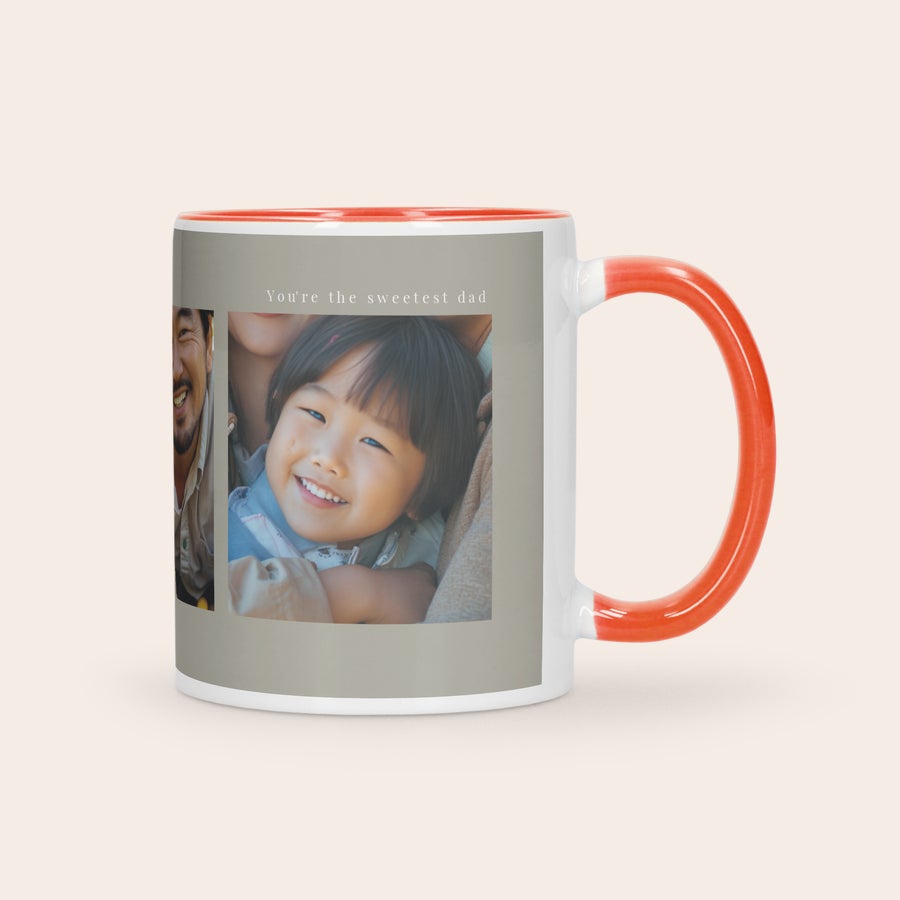 Caneca colorida Personalizada Caneca personalizada para amante de café com foto impressa de uma criança e a frase "You're the sweetest dad".