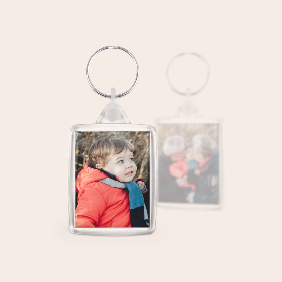 Porta-chaves com foto - frente e verso (conjunto de 3) Conjunto personalizado de chaveiros exclusivos com foto de uma criança impressa nos dois lados