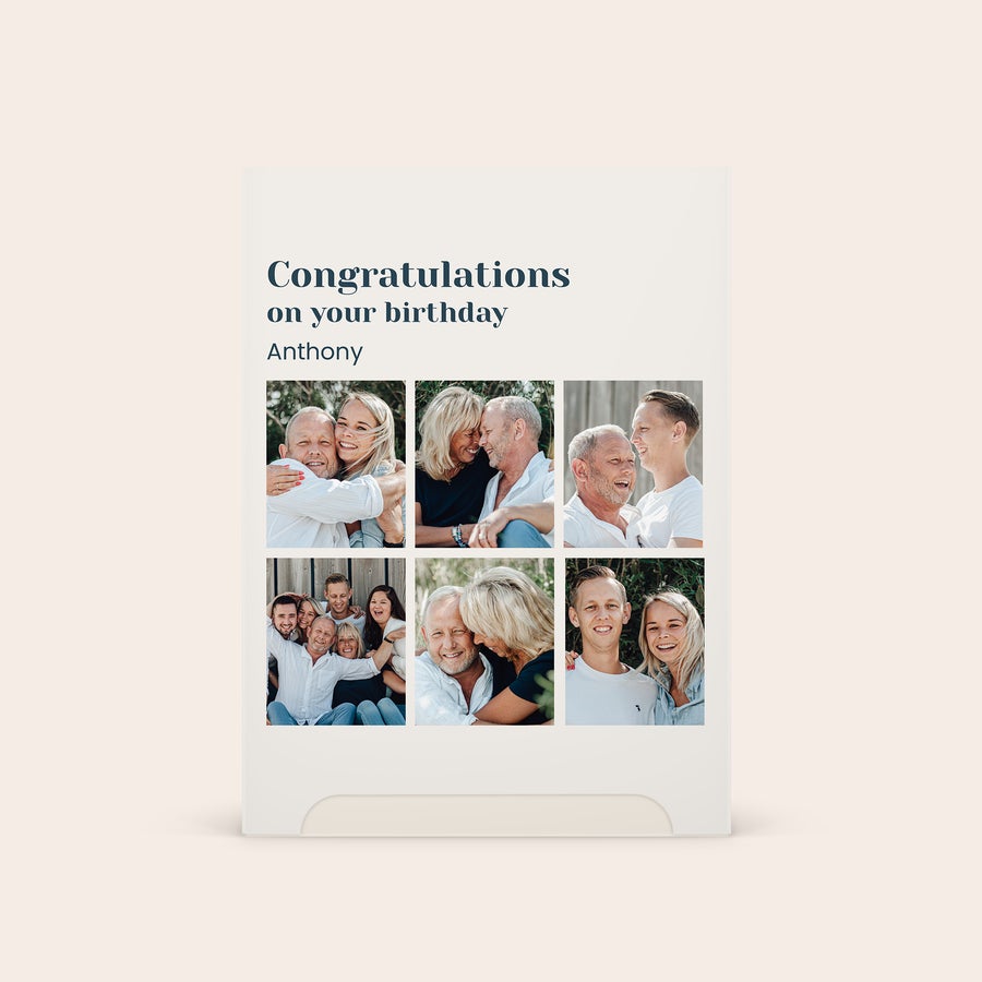 Pudełko upominkowe Kneipp Women Wellness Spersonalizowane pudełko na zestaw upominkowy Kneipp Soft Skin z wydrukowanym kolażem zdjęć i tekstem Congratulations on your birthday Anthony