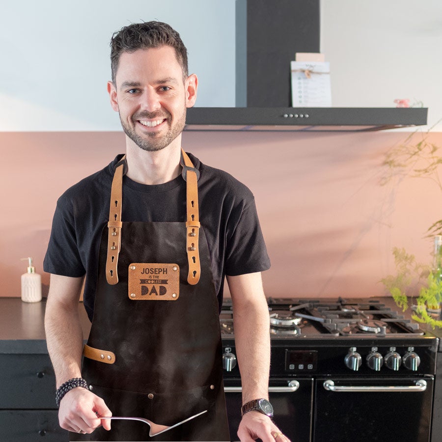 Delantal de cuero Día del Padre - Negro