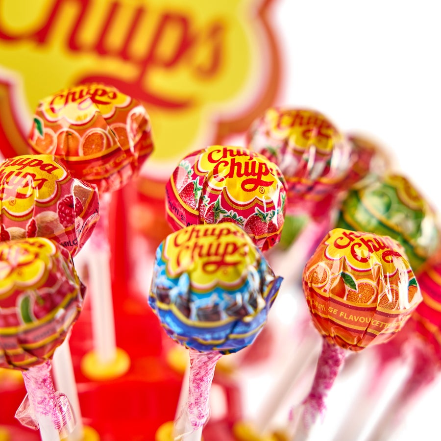 Turn de acadele Chupa Chups personalizabil cu nume, text si fotografie, un cadou dulce in diferite arome.