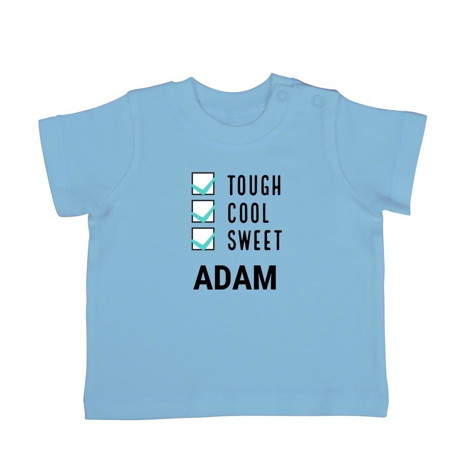 Tricou personalizat pentru bebeluși - Mânecă scurtă - Albastru - 62/68