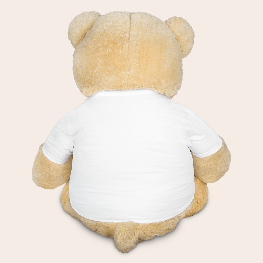 Jättinalle pehmolelu - 1,30 metriä! Söpö jättinalle valkoisessa T-paidassa, johon voi painattaa oman valokuvan ja tekstin