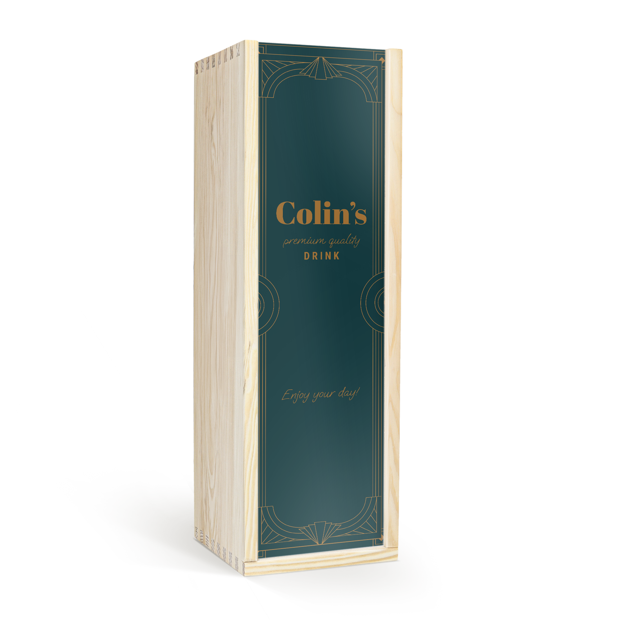 Piękna butelka whisky Balvenie w fajnym drewnianym pudełku z nadrukowanym imieniem Colin