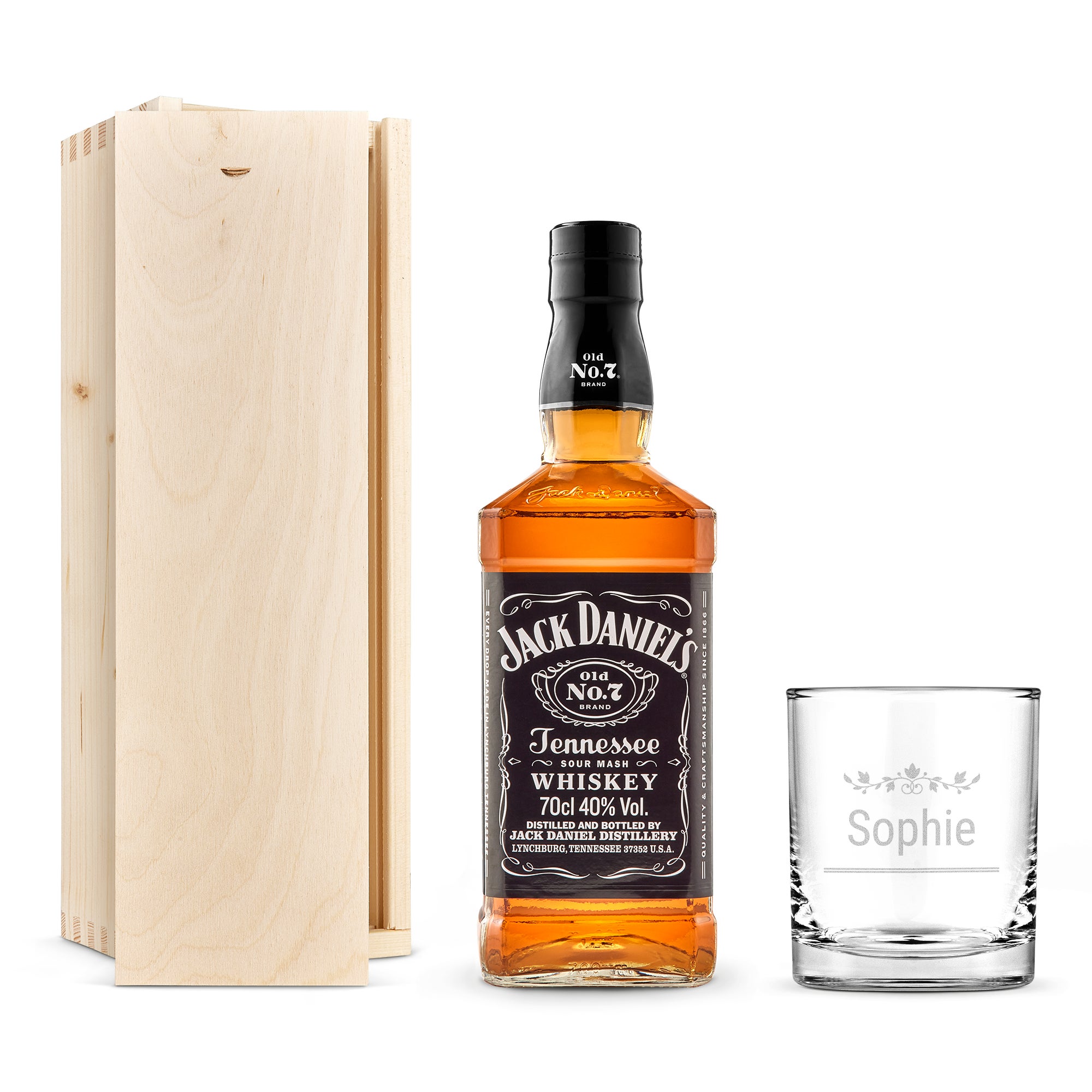 Personalised whiskey set - Jack Daniels with engraved glass