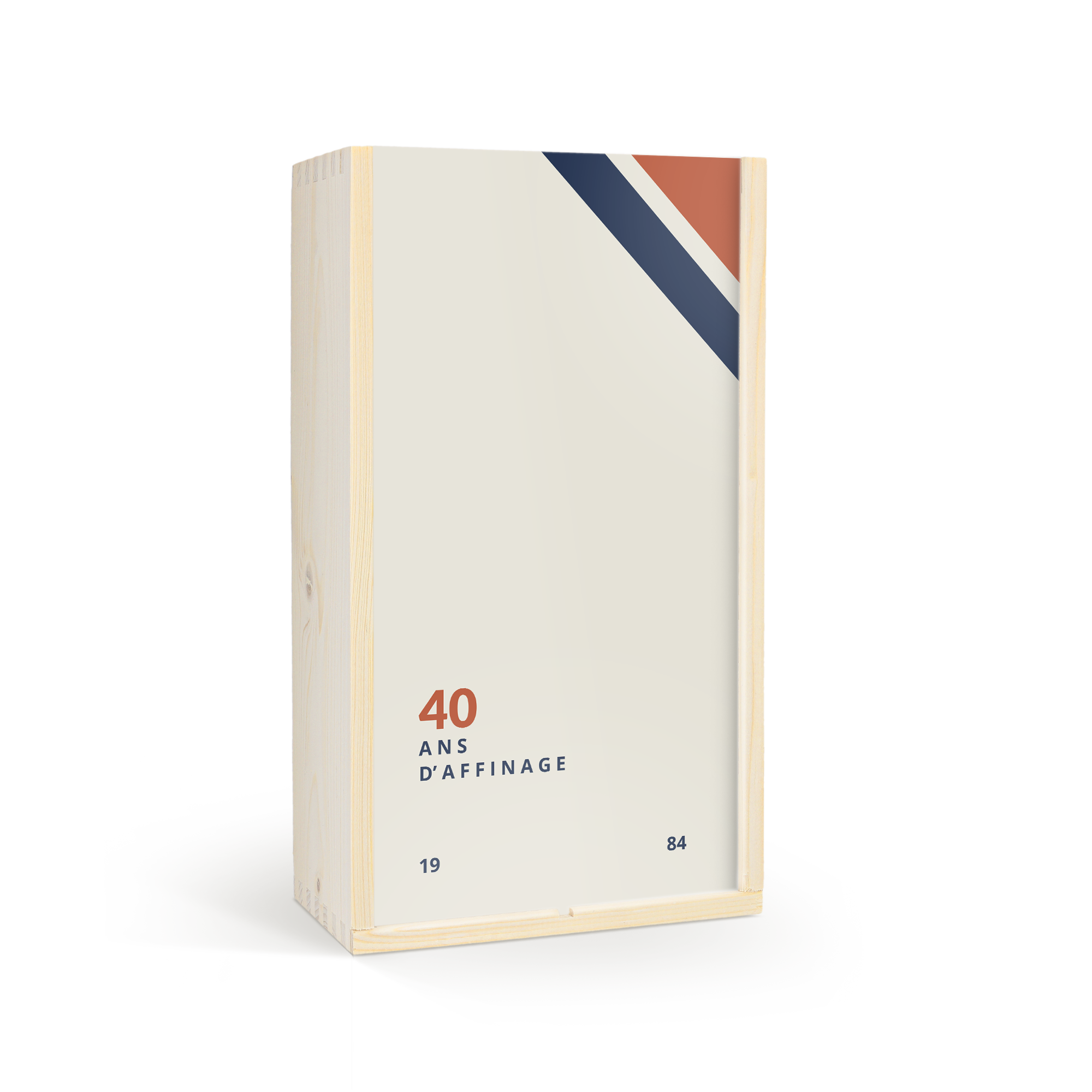 Caisse en bois personnalisée pour Whisky Gentleman Jack avec 40 ans d'affinage imprimé