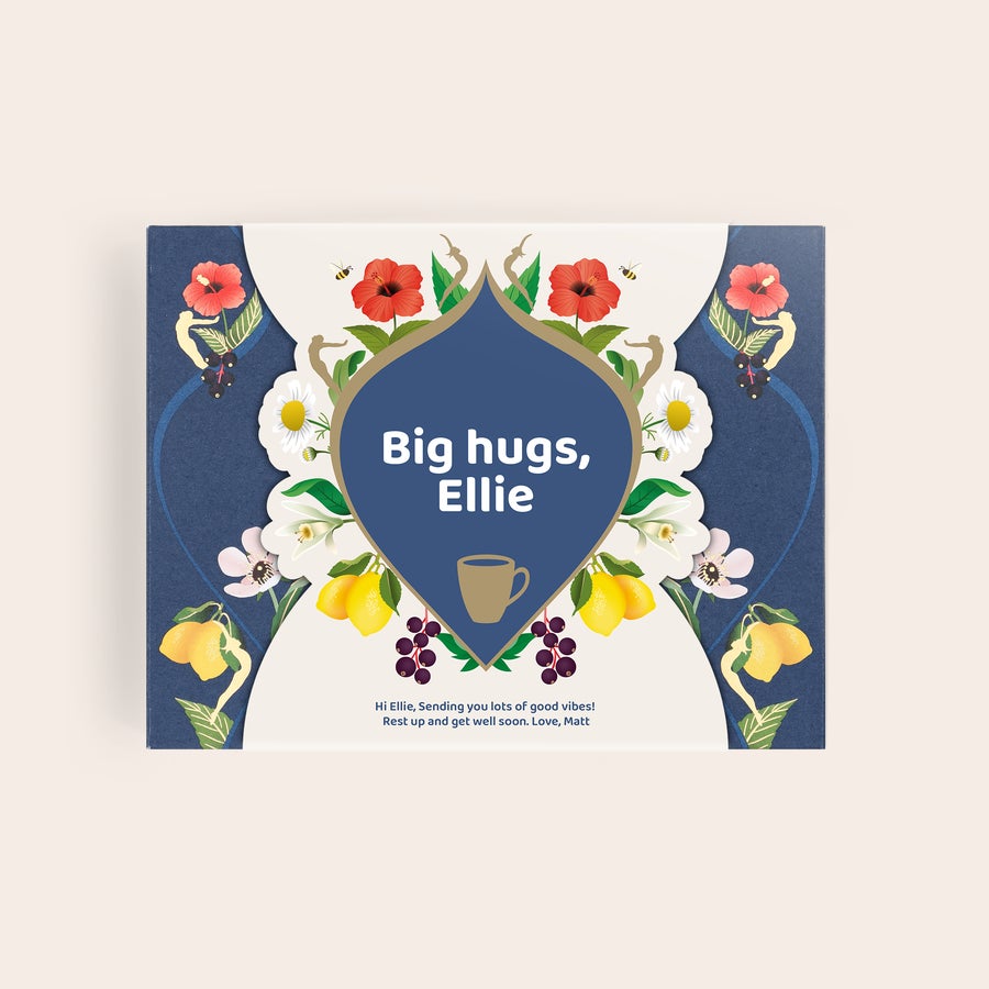 Chá Pukka personalizado Caixa de chá Pukka personalizada com "Big hugs, Ellie" impressos, ideal para uma xícara de chá quentinha