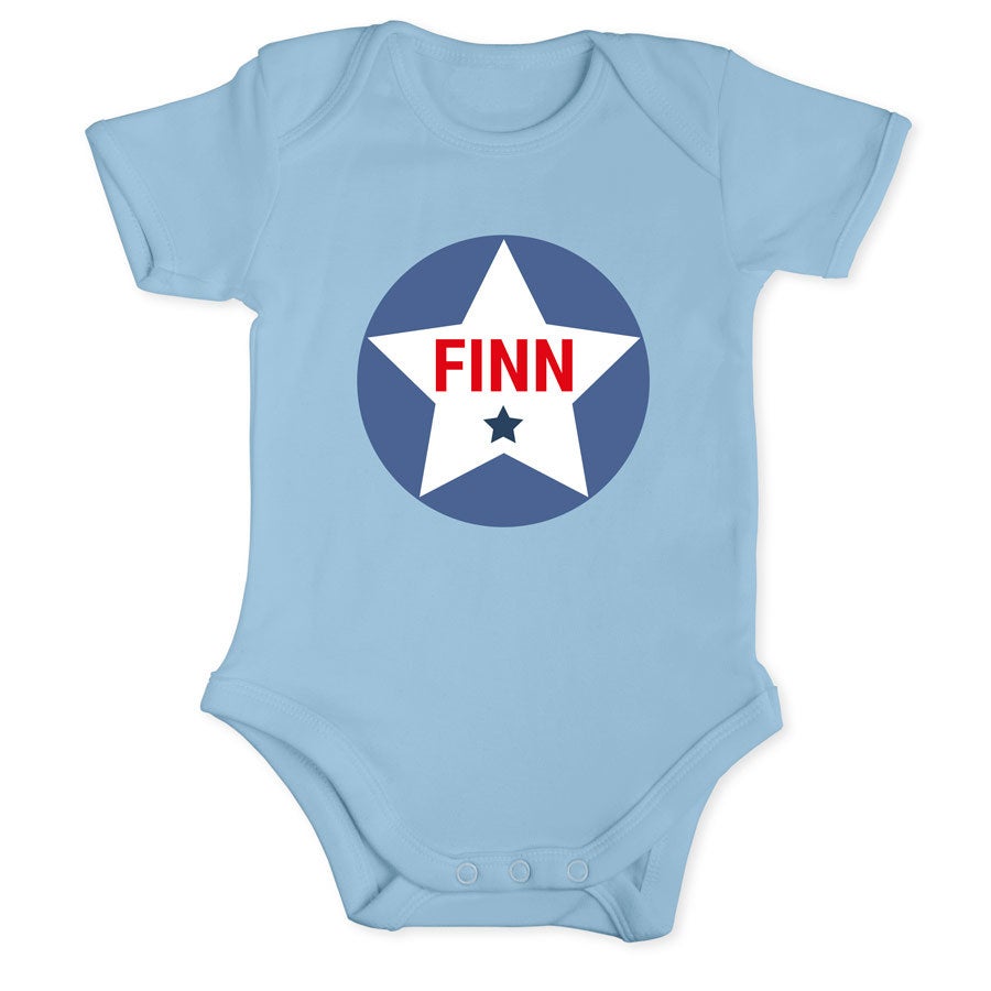 Romper bedrukken - Korte mouw - Babyblauw - 62/68