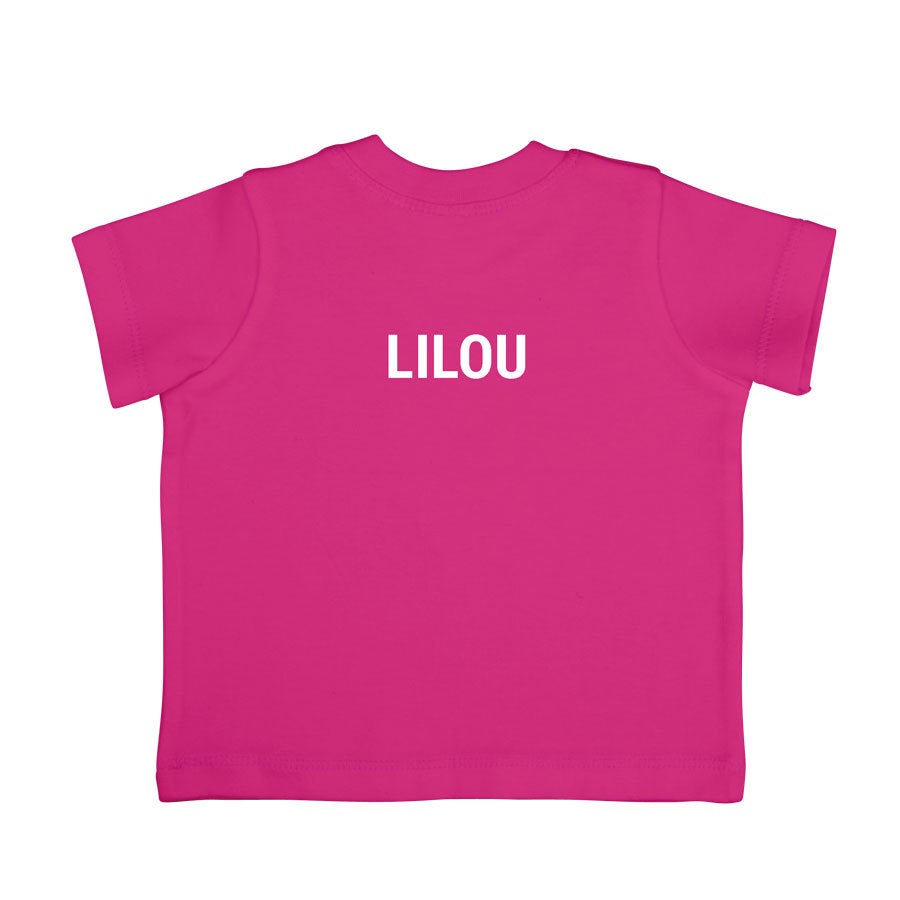 T-shirt bébé personnalisé - Manches courtes - Fuchsia - 62/68
