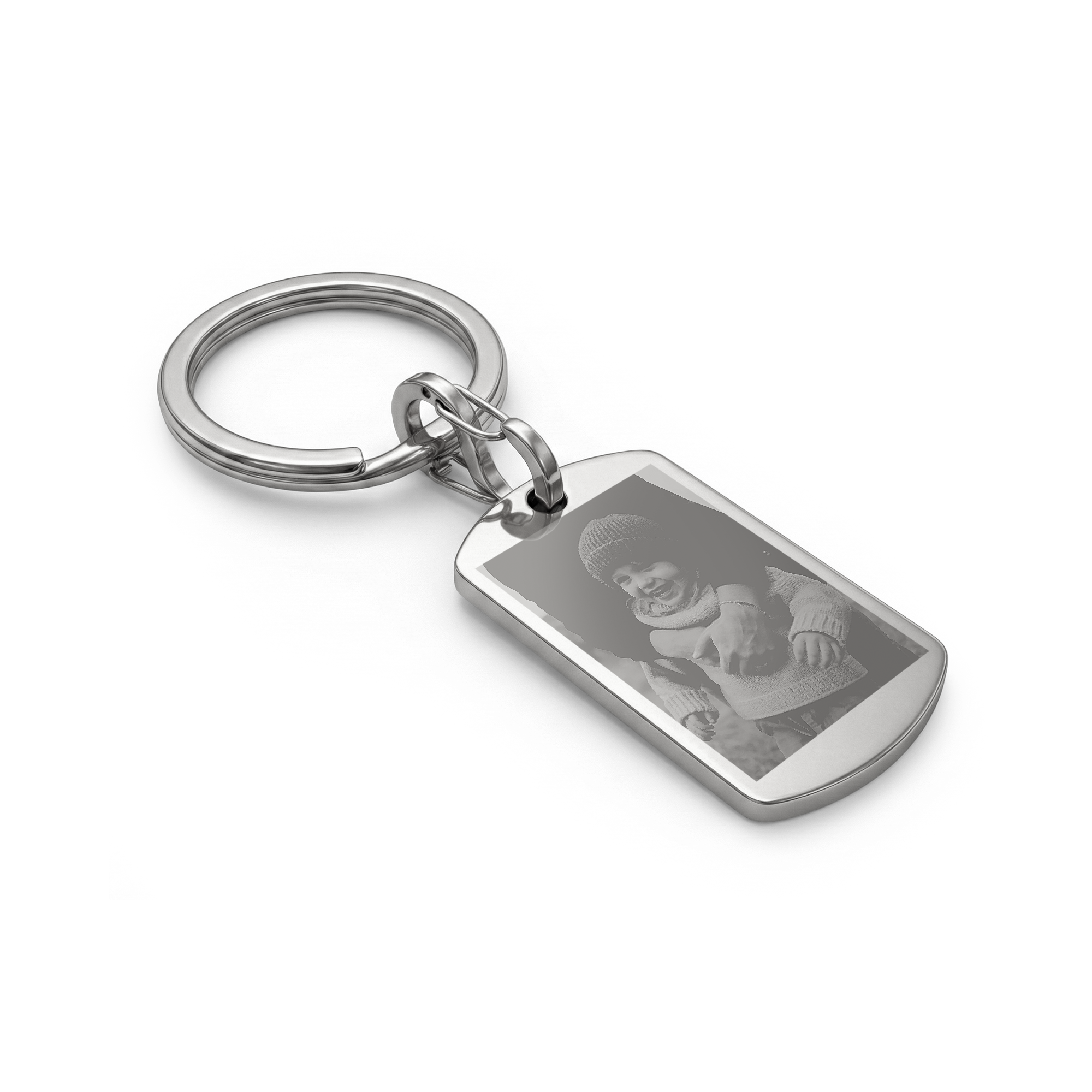 Személyre szabott fényképes kulcstartó - Dog tag - Ezüst