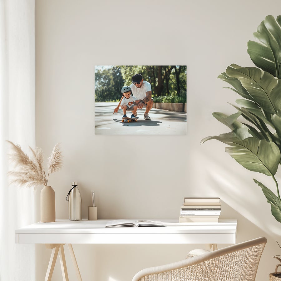 Natisni fotografije plakatov Personaliziran tiskan plakat z očetom in sinom na rolki, izdelan iz vaše fotografije