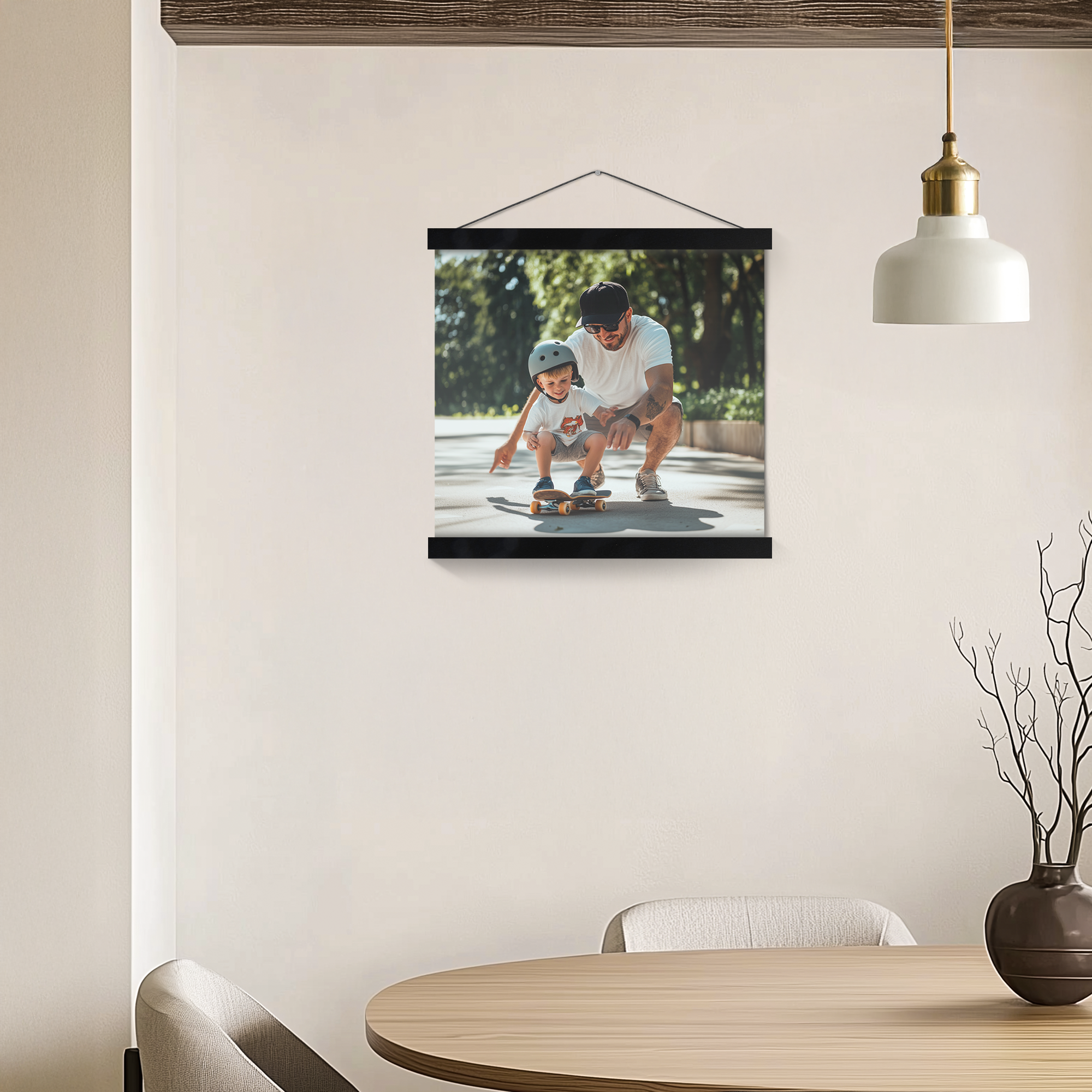 Personlig plakat med oppheng av tre