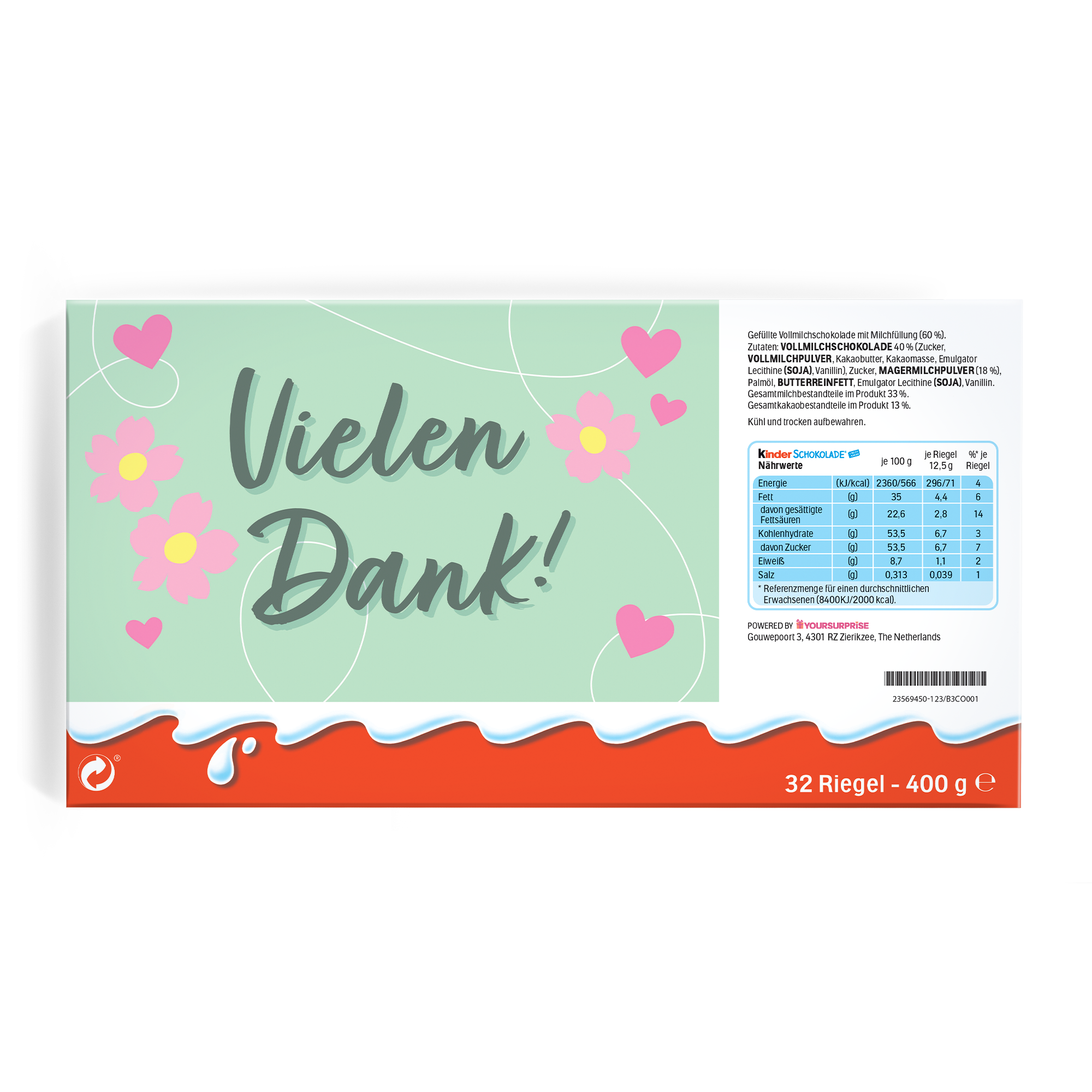 Mega kinder Schokolade mit Namen, 400 Gramm, personalisiert mit 